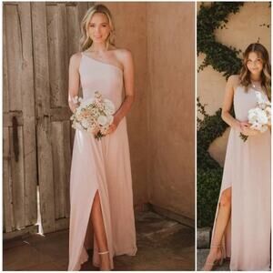 ☀️Show Me Your Mumu Shannon One Shoulder Dress Dusty Blush Crisp Women's XS NWT